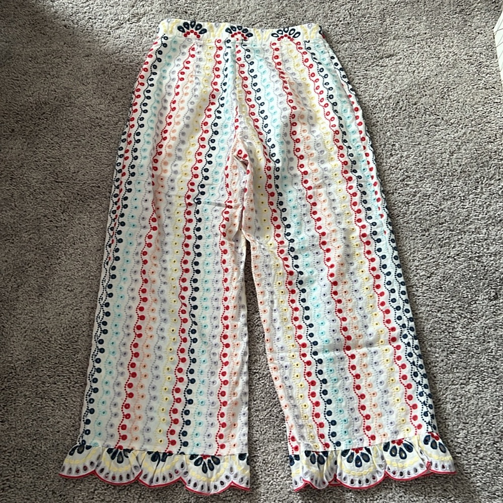 NWT Red Carter Anthropologie Eyelet Rainbow pants Size M - Picture 7 of 11